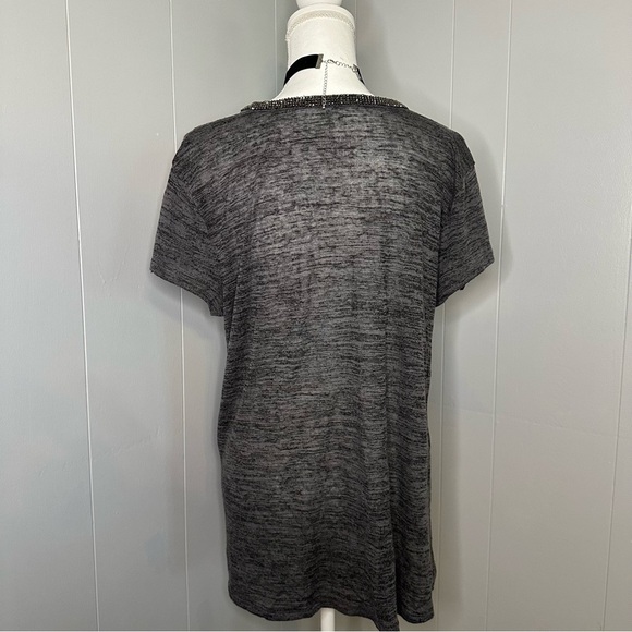 Juicy Couture Rhinestone Trim Burnout Tee – Off Shoulder Glam Top - Picture 4 of 7